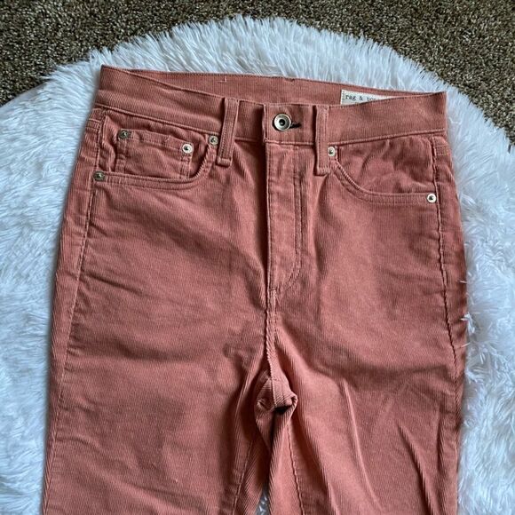 Rag & Bone High Rise Skinny Corduroy Pants Cameo Pink Womens Size 27 - Picture 3 of 10